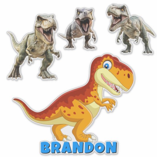 Gold Dinosaur Personalized Name Sticker (Voorkant)