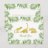 Gold Dinosaur Tropisch Baby shower Hartelijk dank Bedankkaart (Voorkant / Achterkant)