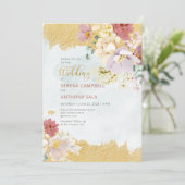 Gold Dipped Floral Modern Wedding Invitation Kaart (Staand voorkant)