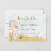 Gold Dipped Floral Save the Date Kaart (Voorkant)
