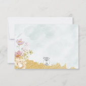 Gold Dipped Floral Wedding Details Kaart (Achterkant)