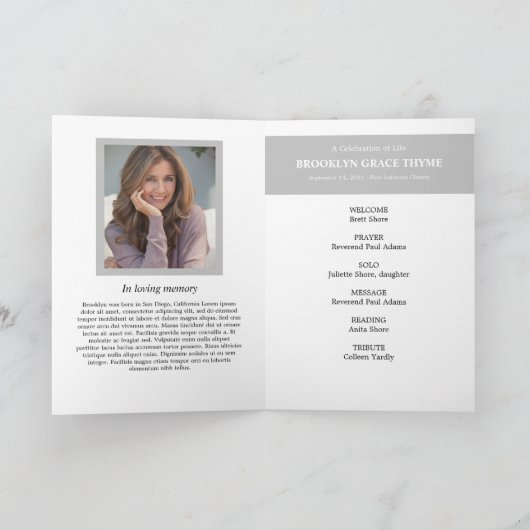 Gold Dipped Photo Memorial Program Programma (Binnen)