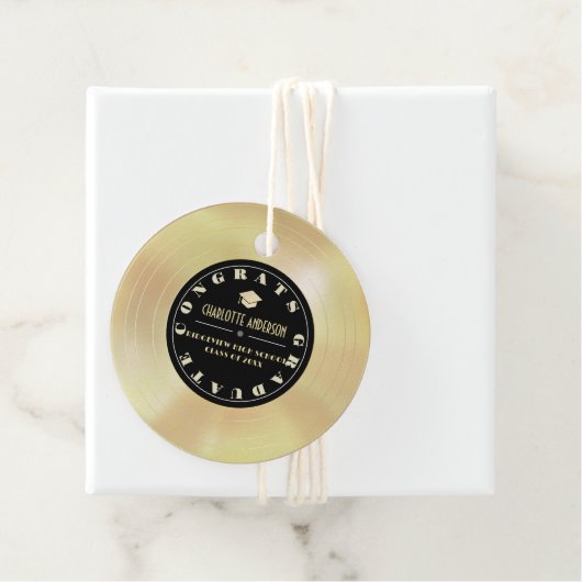 Gold Disc/Vinyl Record Afstuderen Bedankjes Labels (In situ)