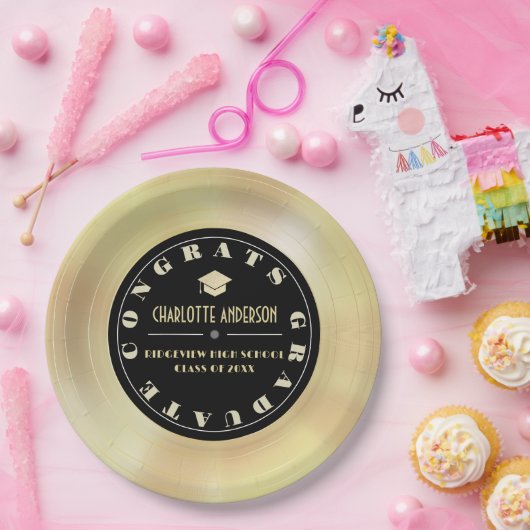 Gold Disc/Vinyl Record Afstuderen Papieren Bordje (Feest)