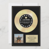 Gold Disc Vinyl Zwart Plaque Foto Afstuderen Kaart (Voorkant)