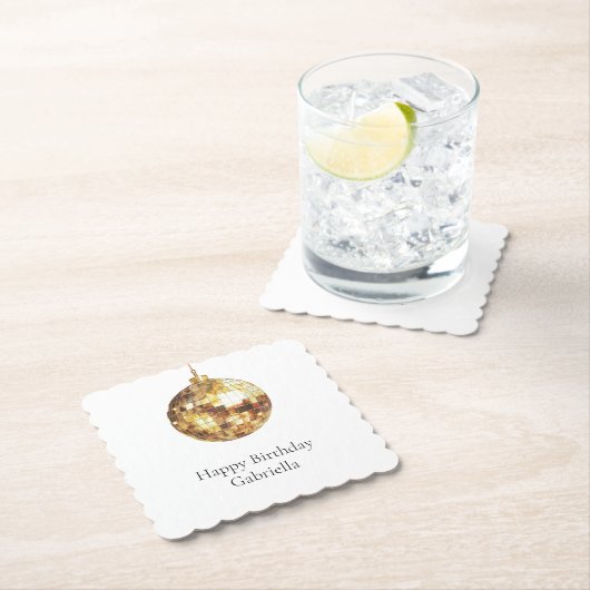 Gold Disco Ball Birthday Kartonnen Onderzetters (Insitu)