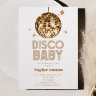 Gold Disco Ball 'Disco Baby' Baby shower Kaart