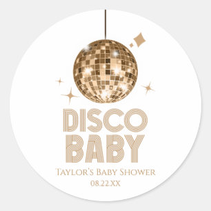 Gold Disco Ball 'Disco Baby' Baby shower Ronde Sticker