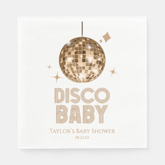 Gold Disco Ball 'Disco Baby' Baby shower Servet (Voorkant)