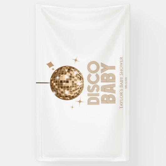 Gold Disco Ball 'Disco Baby' Baby shower Spandoek (Verticaal)