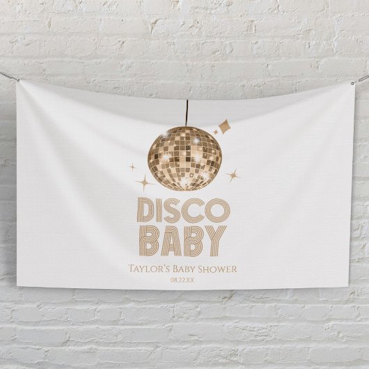 Gold Disco Ball 'Disco Baby' Baby shower Spandoek