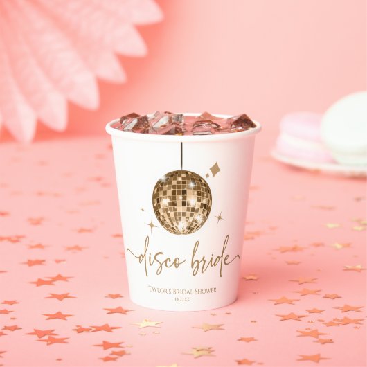 Gold Disco Ball Disco Bride Vrijgezellenfeest Papieren Bekers (Insitu)