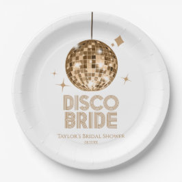 Gold Disco Ball Disco Bride Vrijgezellenfeest Papieren Bordje