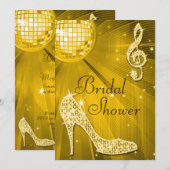 Gold Disco Ball en Sparkle Heels Vrijgezellenfeest Kaart (Voorkant / Achterkant)