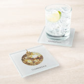 Gold Disco Ball Glazen Onderzetter (Schuin)