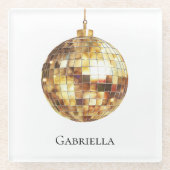 Gold Disco Ball Glazen Onderzetter (Voorkant)