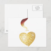 Gold Disco Ball Heart Briefkaart (Voorkant / Achterkant)