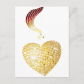 Gold Disco Ball Heart Briefkaart (Voorkant)
