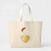 Gold Disco Ball Heart Grote Tote Bag (Voorkant)