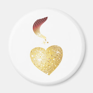 Gold Disco Ball Heart Magneet