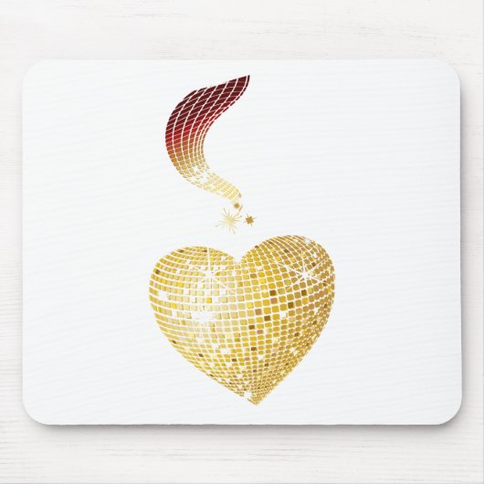 Gold Disco Ball Heart Muismat (Voorkant)