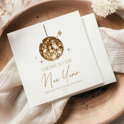 Gold Disco Ball juicht oudejaarsavond feest Servet