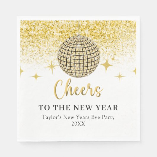 Gold Disco Ball juicht oudejaarsavond feest Servet (Voorkant)