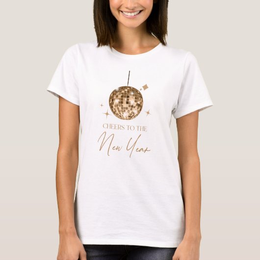 Gold Disco Ball juicht oudejaarsavond feest T-shirt (Voorkant)
