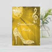 Gold Disco Ball Sparkle Heels Afstuderen Kaart (Staand voorkant)
