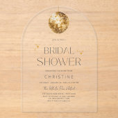 Gold Disco Ball Sparkle Vrijgezellenfeest Acryl Uitnodigingen (Voorkant)