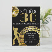 Gold Disco Ball Studio 54 Party 30th Birthday Kaart (Staand voorkant)