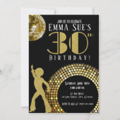 Gold Disco Ball Studio 54 Party 30th Birthday Kaart (Voorkant)