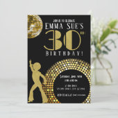 Gold Disco Ball Studio 54 Party 30th Birthday Kaart (Staand voorkant)