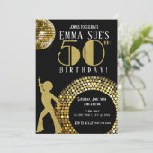 Gold Disco Ball Studio 54 Party 50th Birthday Kaart (Staand voorkant)