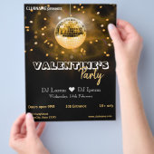 Gold Disco Ball Valentine's Day Party Flyer (Hand)