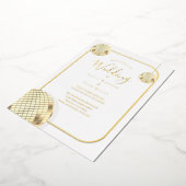 Gold Disco Ball Wedding Folie Uitnodiging (Gedraaid)