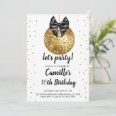 Gold Disco Ball | zwarte boog Verjaardag Kaart (Staand voorkant)