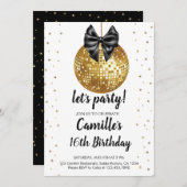 Gold Disco Ball | zwarte boog Verjaardag Kaart (Voorkant / Achterkant)