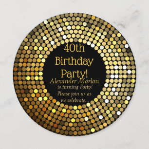 Gold Disco glitter Birthday Kaart