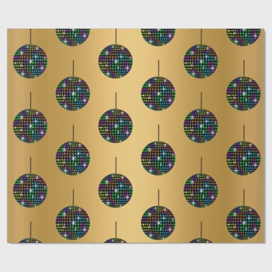 GOLD Discoball BIRTHDAY WEDDING WRAP Cadeaupapier (Vlak)