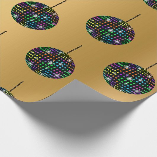 GOLD Discoball BIRTHDAY WEDDING WRAP Cadeaupapier (Hoek)