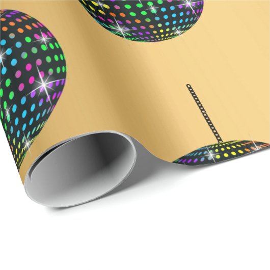 GOLD Discoball BIRTHDAY WEDDING WRAP Cadeaupapier (Rol Hoek)