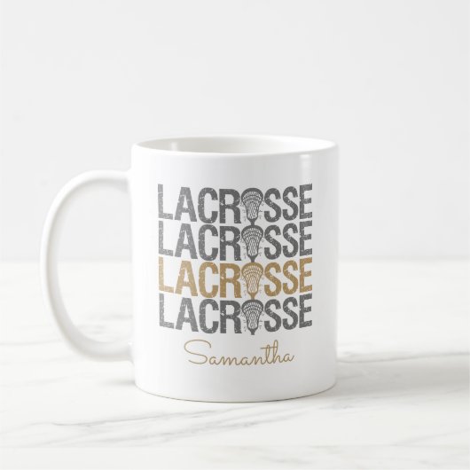 Gold Distress Lacrosse Word Koffiemok (Links)