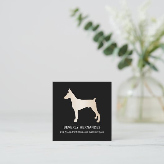 Gold Doberman Dog Walker Trainer Puppy zittende Vierkante Visitekaartje (Staand voorkant)