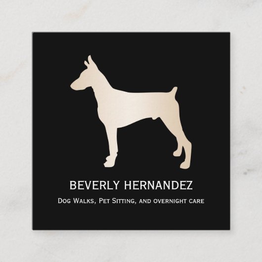 Gold Doberman Dog Walker Trainer Puppy zittende Vierkante Visitekaartje (Voorkant)
