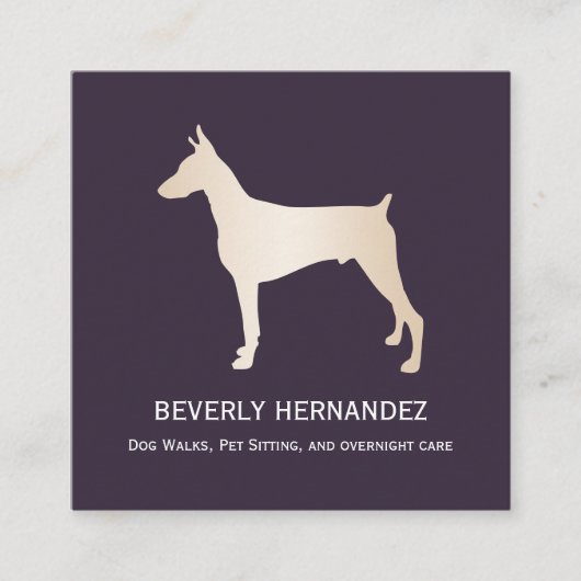 Gold Doberman Dog Walker Trainer Puppy zittende Vierkante Visitekaartje (Voorkant)