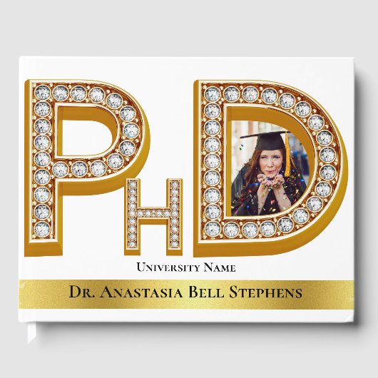 Gold Doctorate PhD Afstuderen Ceremony Party Photo Gastenboek (Voorkant)