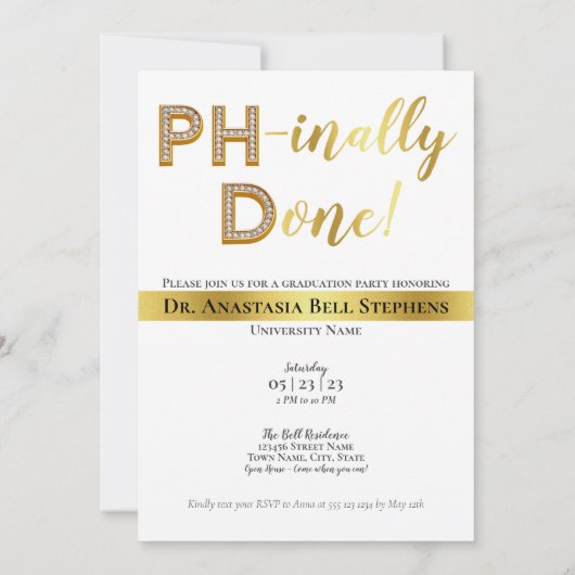 Gold Doctorate PhD Afstuderen Ceremony Party Photo Kaart (Achterkant)