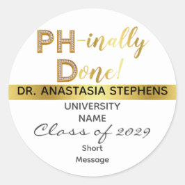 Gold Doctorate PhD Afstuderen Ceremony Party Ronde Sticker