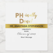 Gold Doctorate PhD Afstuderen Ceremony Party Wijn Etiket (Enkel label)